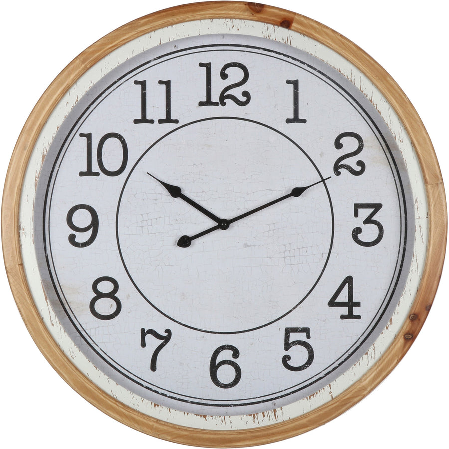 Distressed Nordic Wooden Glass Face Wall Clock 60cm 56005CLK 1