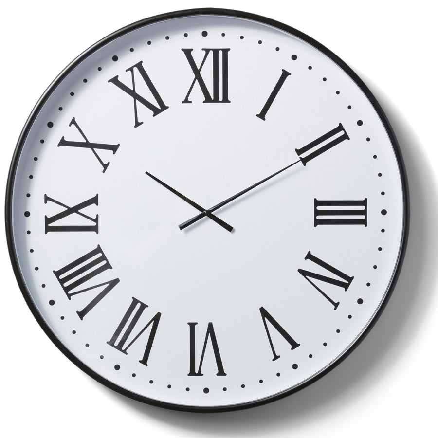 Elme Living Burke Classic Metal Black White Roman Wall Clock 90cm WL.008.BK 1
