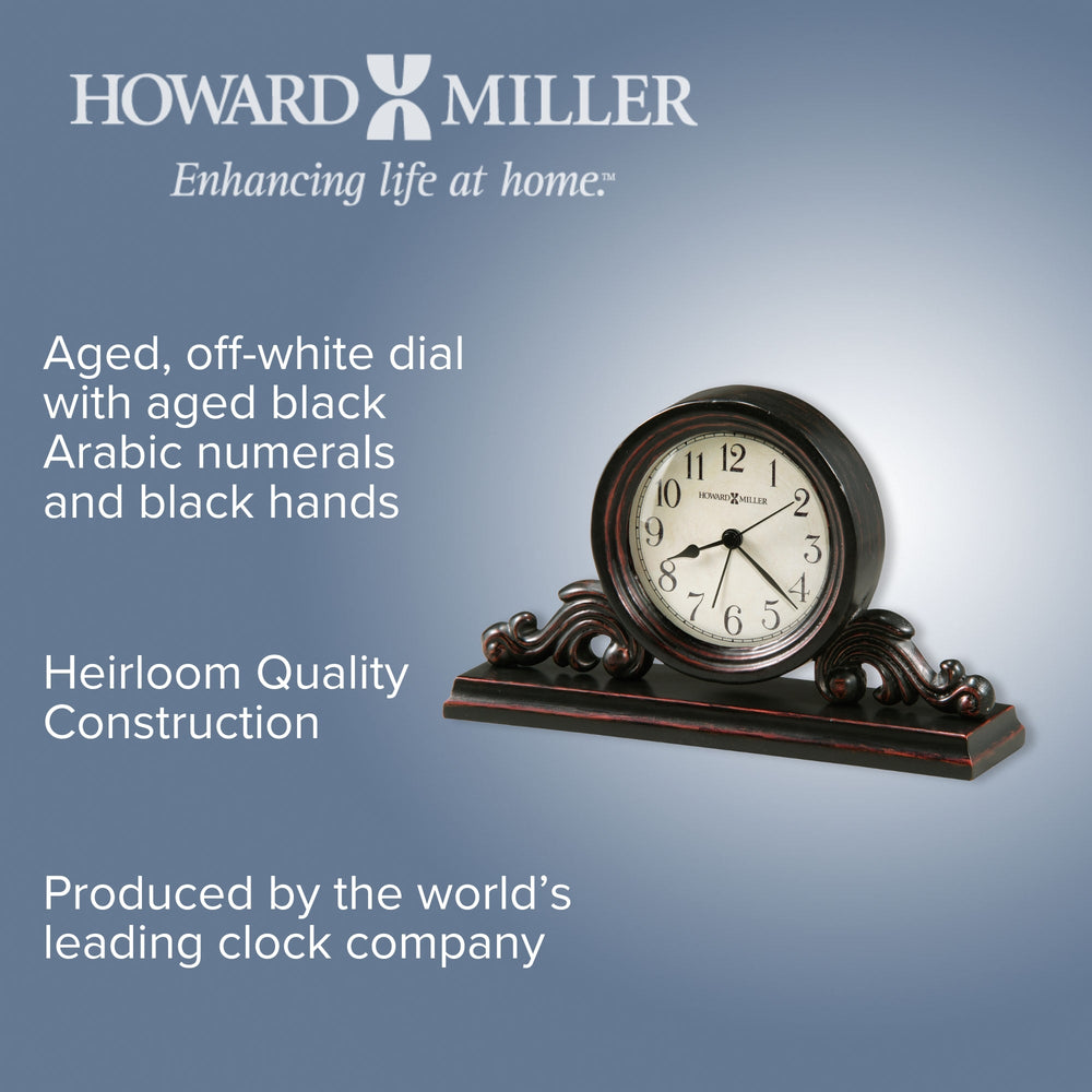 Howard Miller Bishop Alarm Clock Worn Black Red 25cm 645653 2