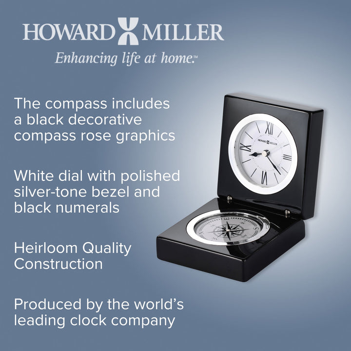 Howard Miller Endeavor Desk Clock Black 9cm 645743 3