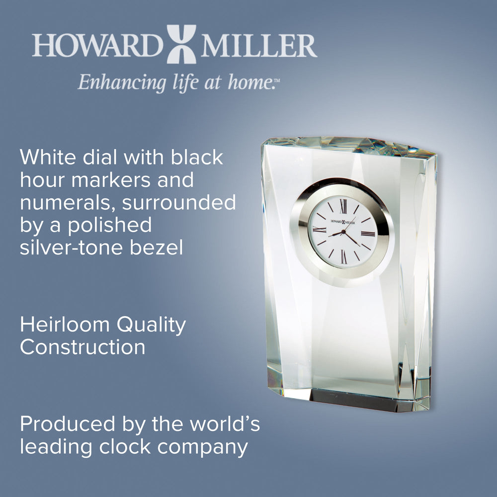 Howard Miller Quest Desk Clock Glass 18cm 645720 2