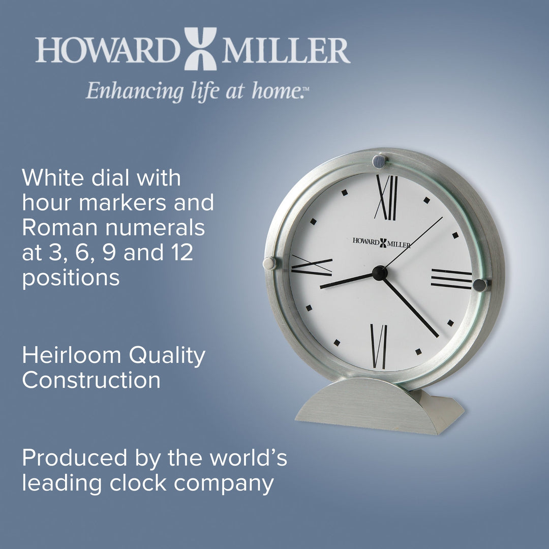 Howard Miller Simon II Desk Clock Silver 16cm 645671 2