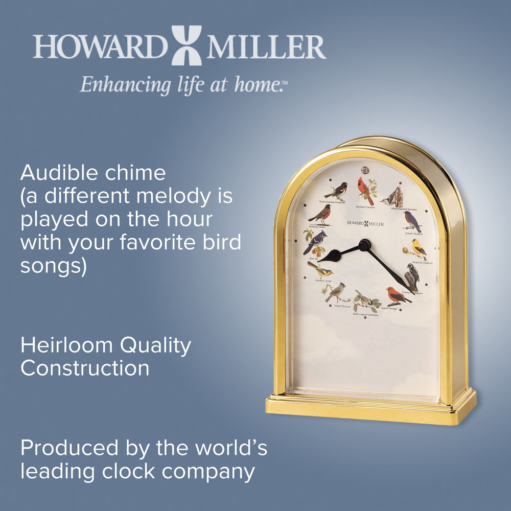 Howard Miller Songbirds III Desk Clock Brass 20cm 645405 2