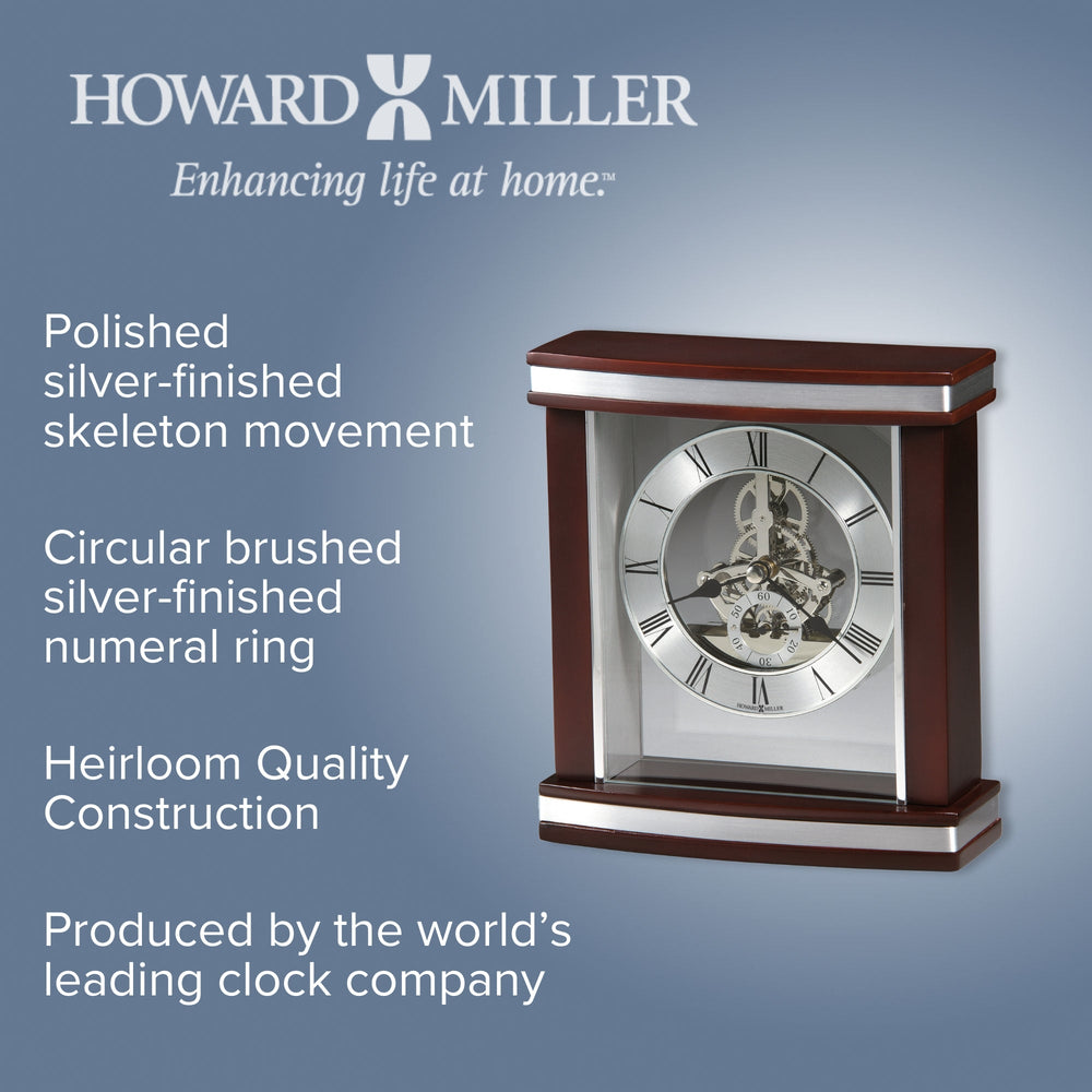 Howard Miller Templeton Desk Clock Dark Wood Silver 20cm 645673 2