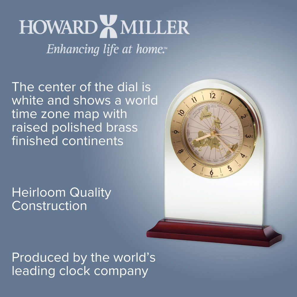 Howard Miller World Time Arch Alarm Clock Clear Brass 18cm 645603 2