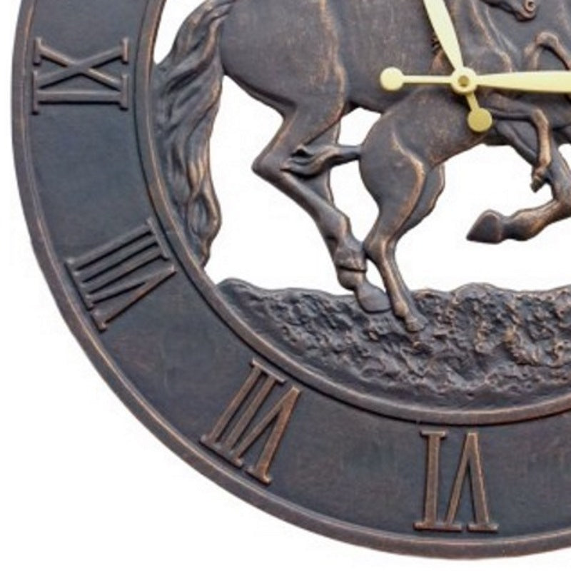 Running Horses Cast Aluminium Outdoor Wall Clock 58cm ICRL-R14 Bottom