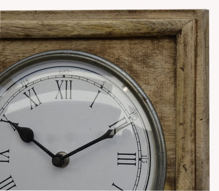 Industrial Timber World Wall Clock 76cm M7185 Top