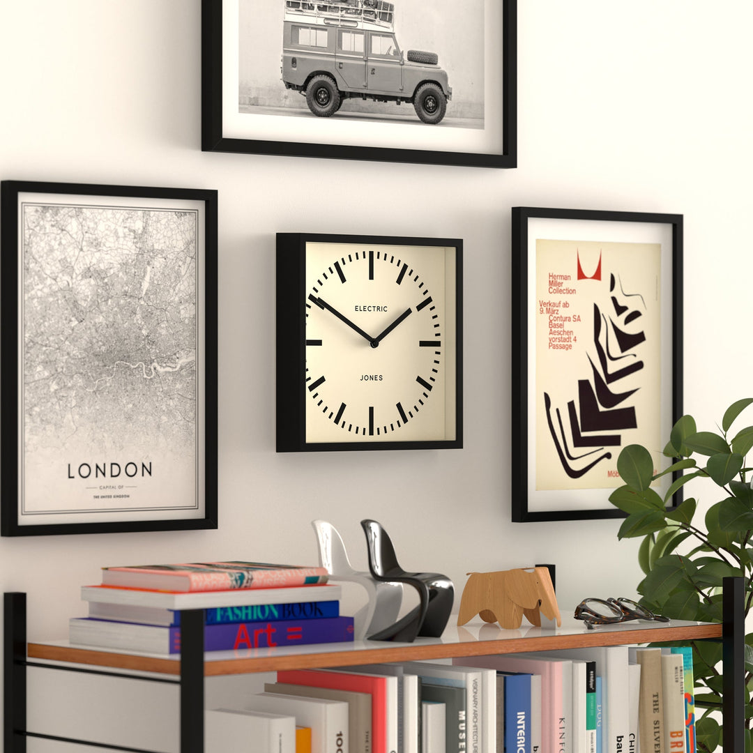 Jones Box Square Wall Clock Markers Black 25cm NGJBOX38K 4