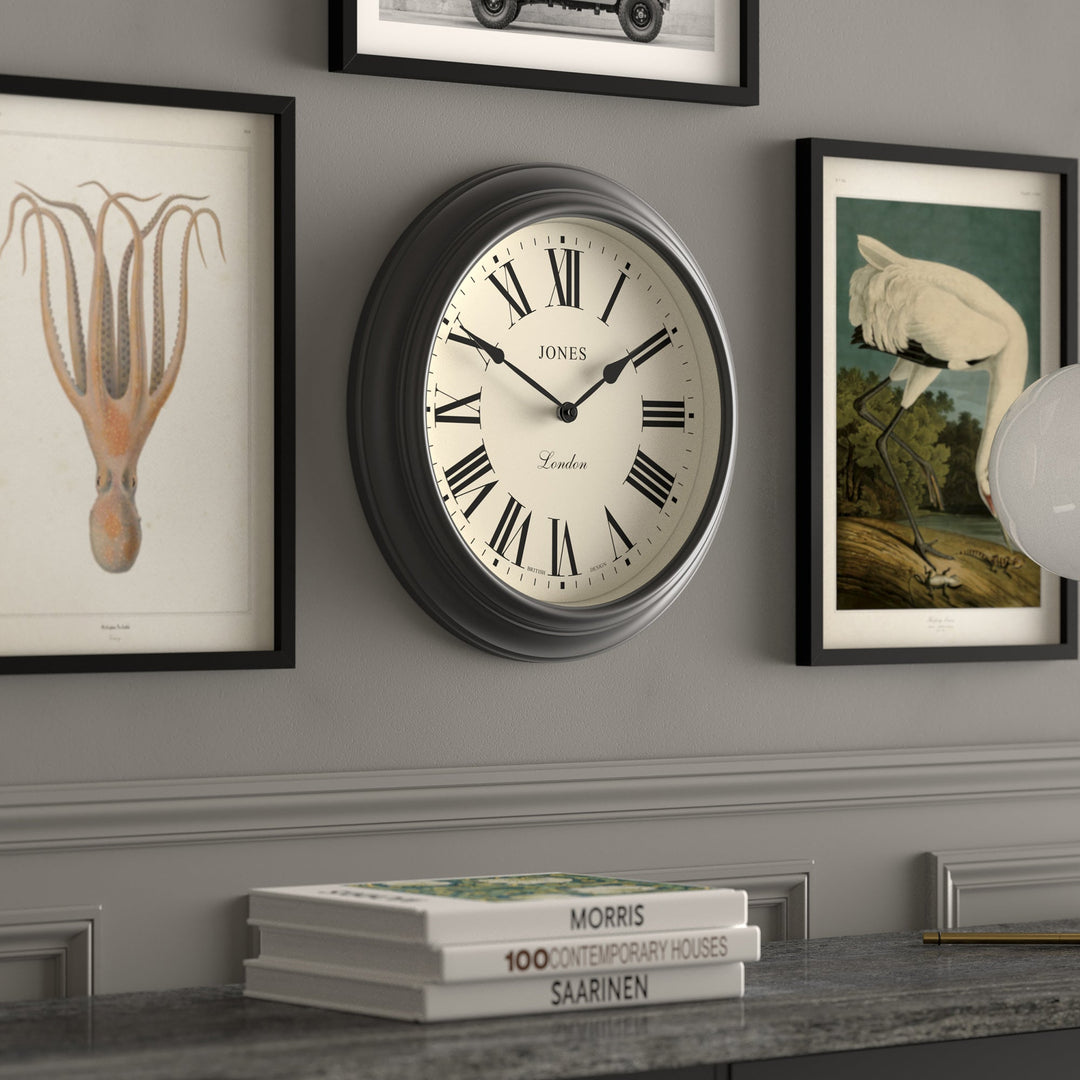 Jones Supper Club Wall Clock Roman Charcoal Grey 41cm NGJSUP319GGY 4
