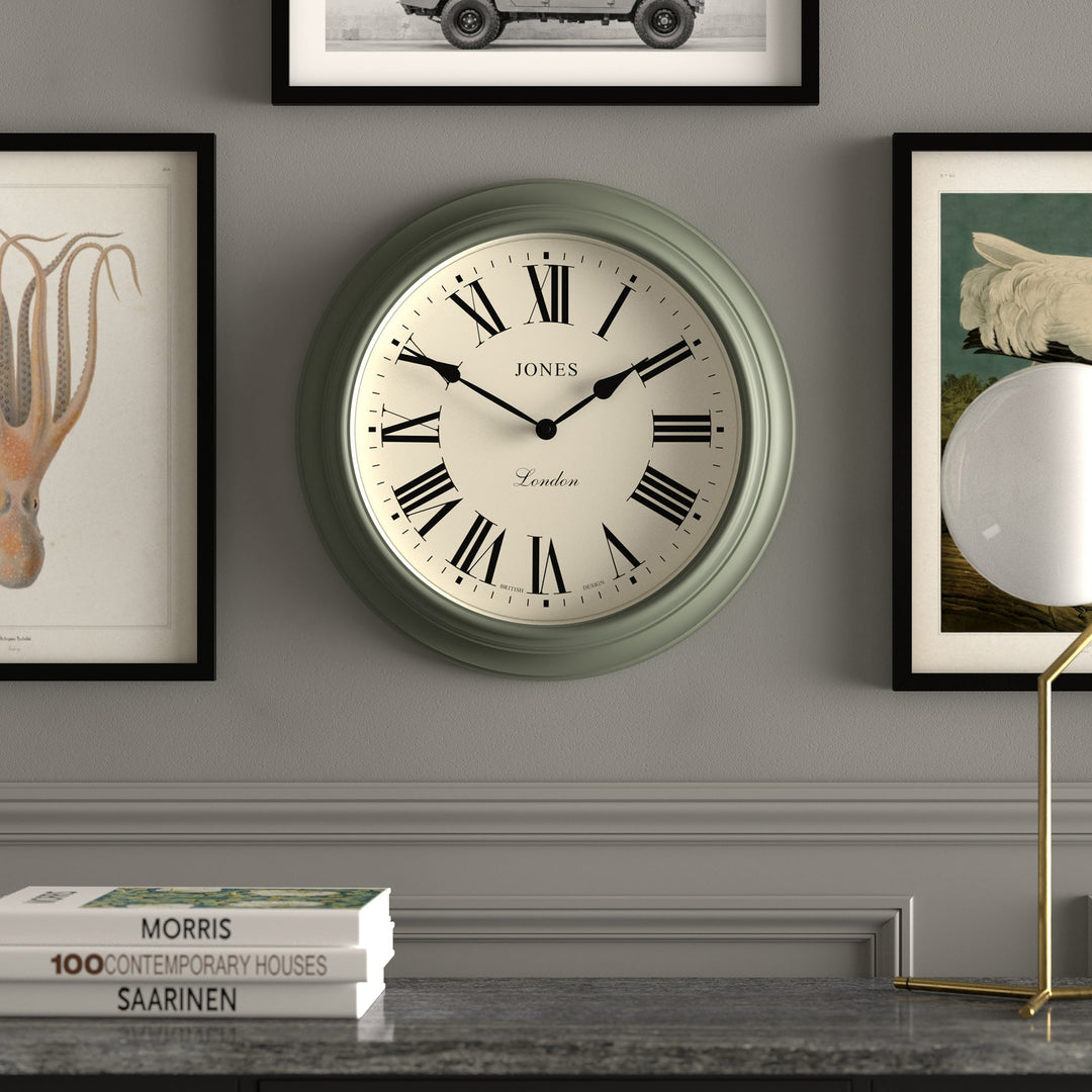Jones Supper Club Wall Clock Roman Moss Green 41cm NGJSUP319ASG 3