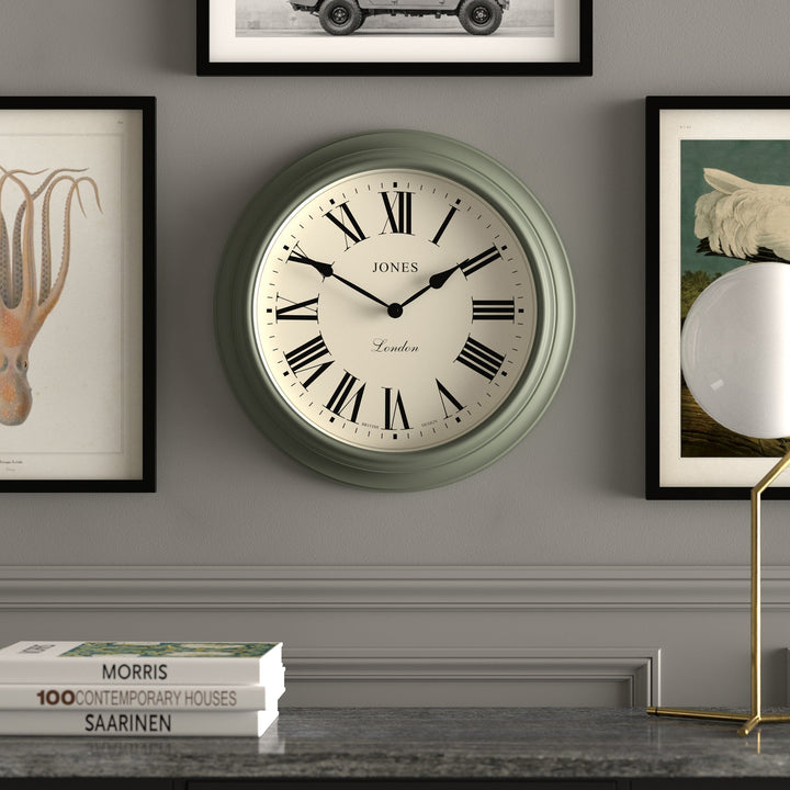 Jones Supper Club Wall Clock Roman Moss Green 41cm NGJSUP319ASG 3