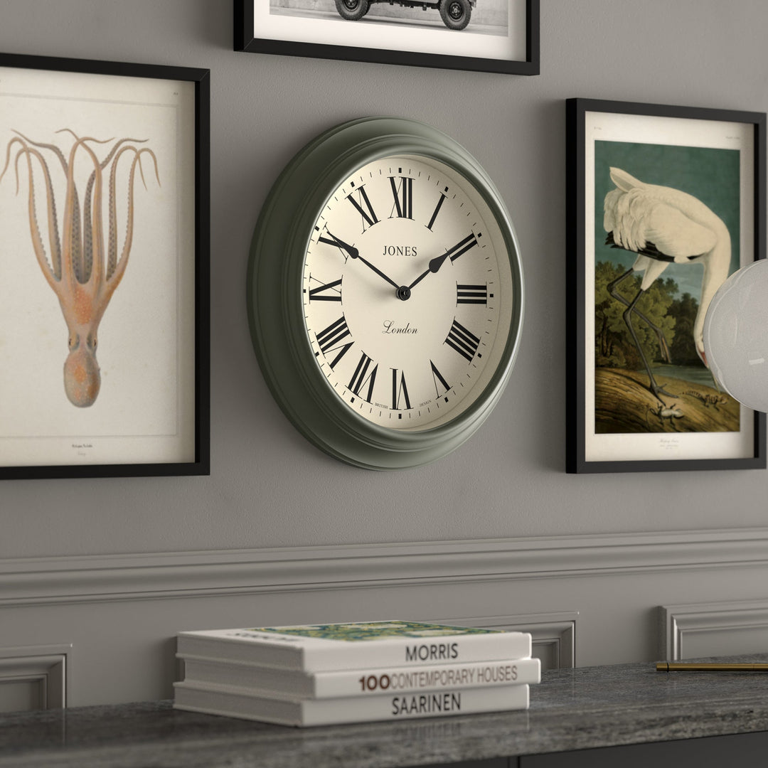 Jones Supper Club Wall Clock Roman Moss Green 41cm NGJSUP319ASG 4