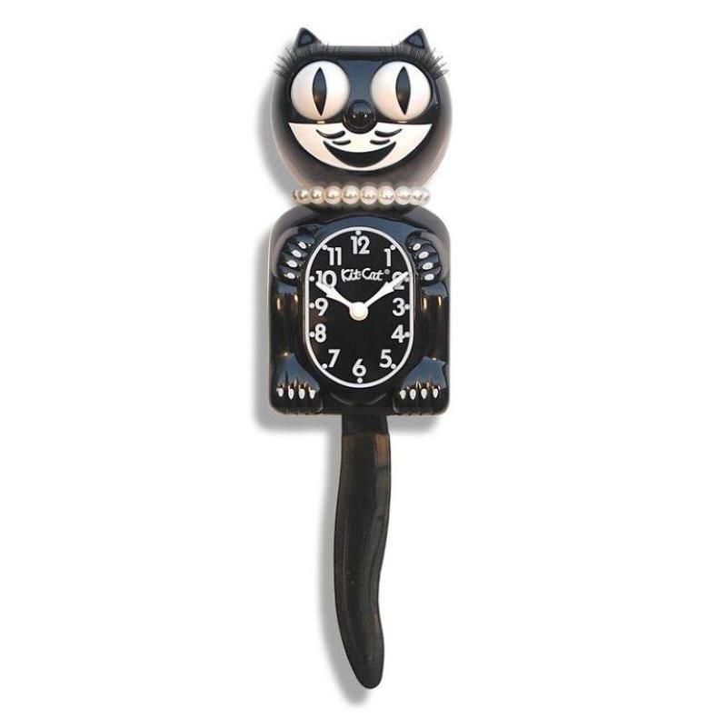 Kit Cat Klocks Classic Black Lady Wall Clock 40cm OPLBC-1 no overlay