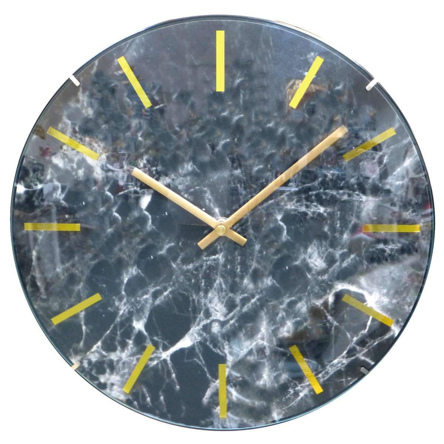 Leni Marble Look Wall Clock Black 30cm 62031BLA 1
