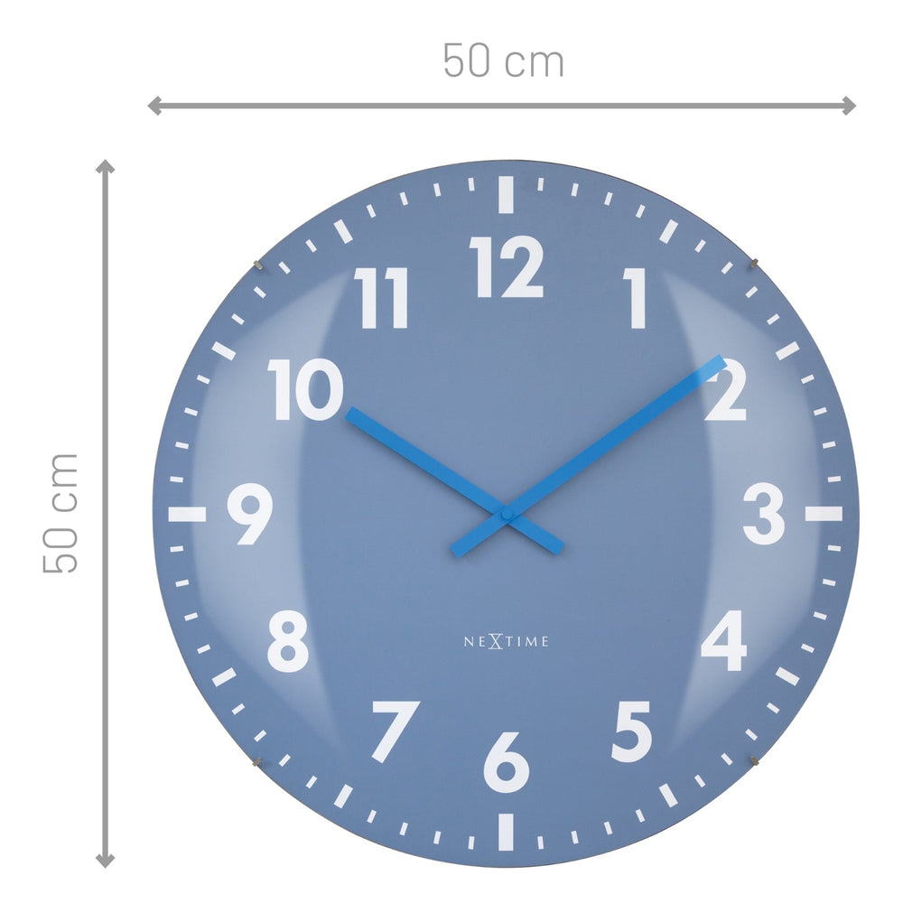 NeXtime Duomo Domed Glass Wall Clock Blue 50cm 573298BL 2
