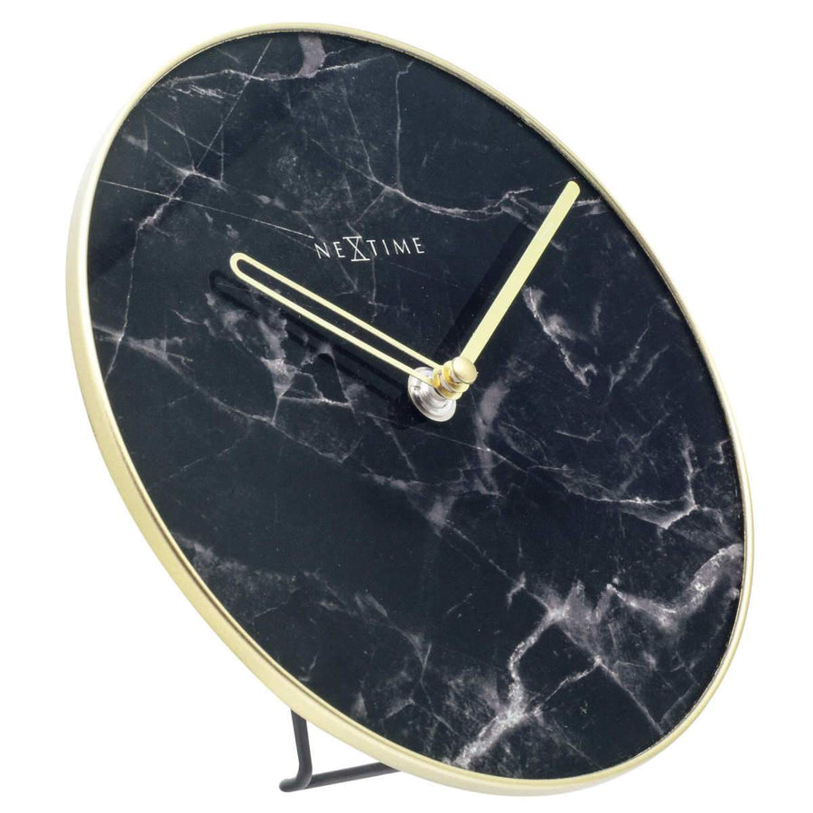 NeXtime Marble Glass Desk Clock Black and Gold 20cm 575222ZW 4