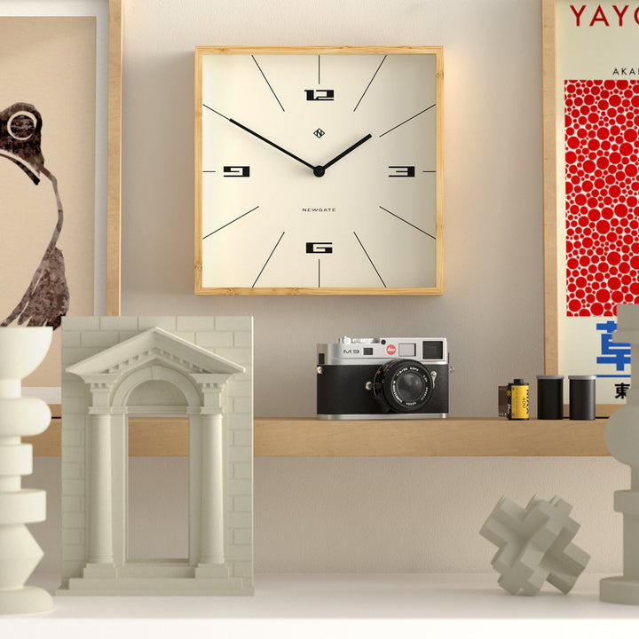 Newgate Fiji Square Bamboo Wall Clock Hovercraft Dial 30cm NM-FIJ269LB 3