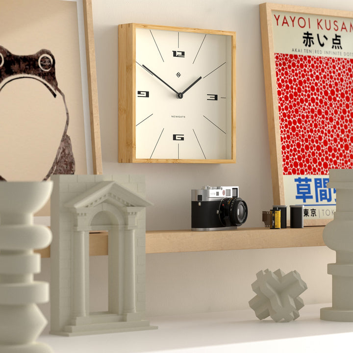 Newgate Fiji Square Bamboo Wall Clock Hovercraft Dial 30cm NM-FIJ269LB 4