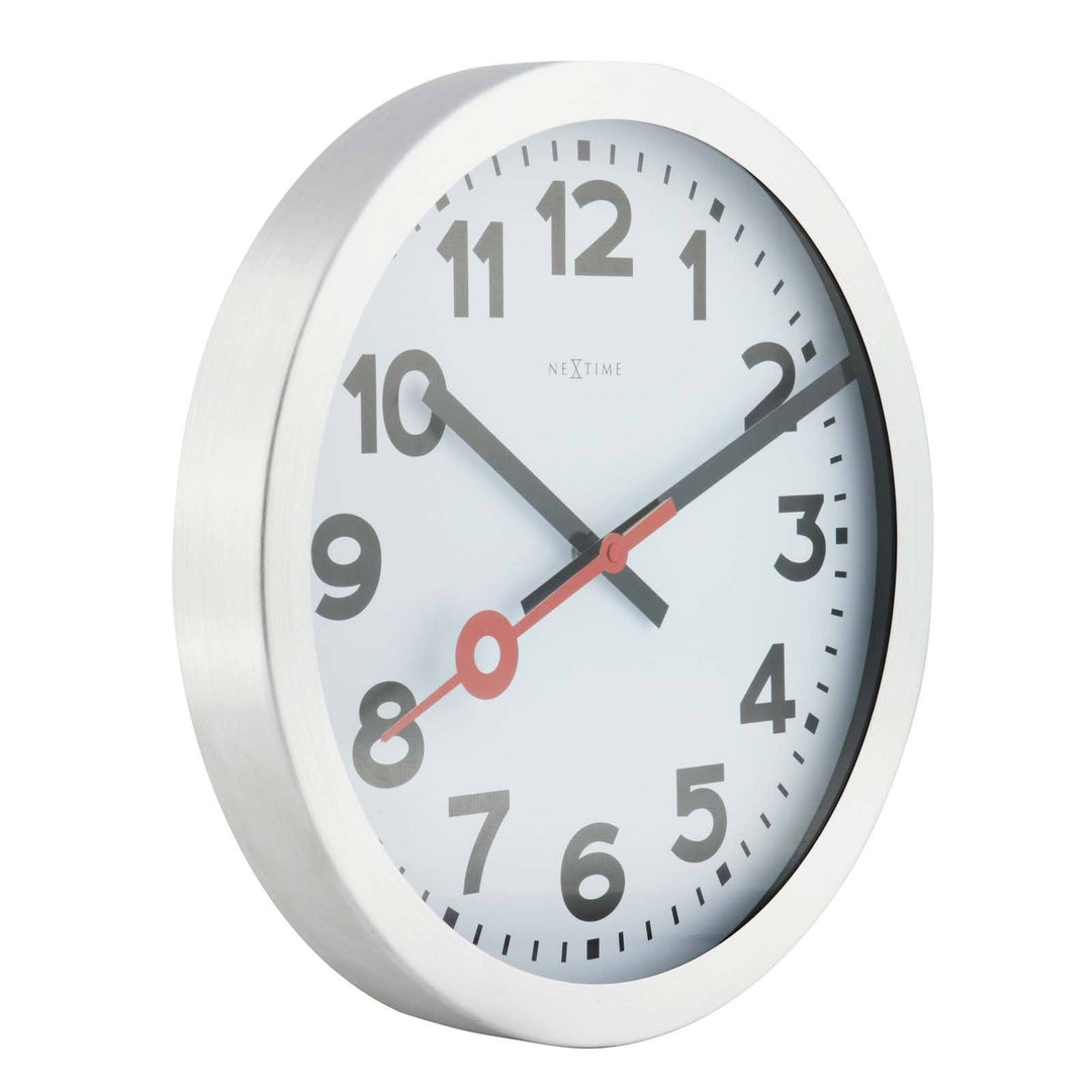 NeXtime Station Aluminium Wall Clock Arabic Angle2 35cm 573999AR