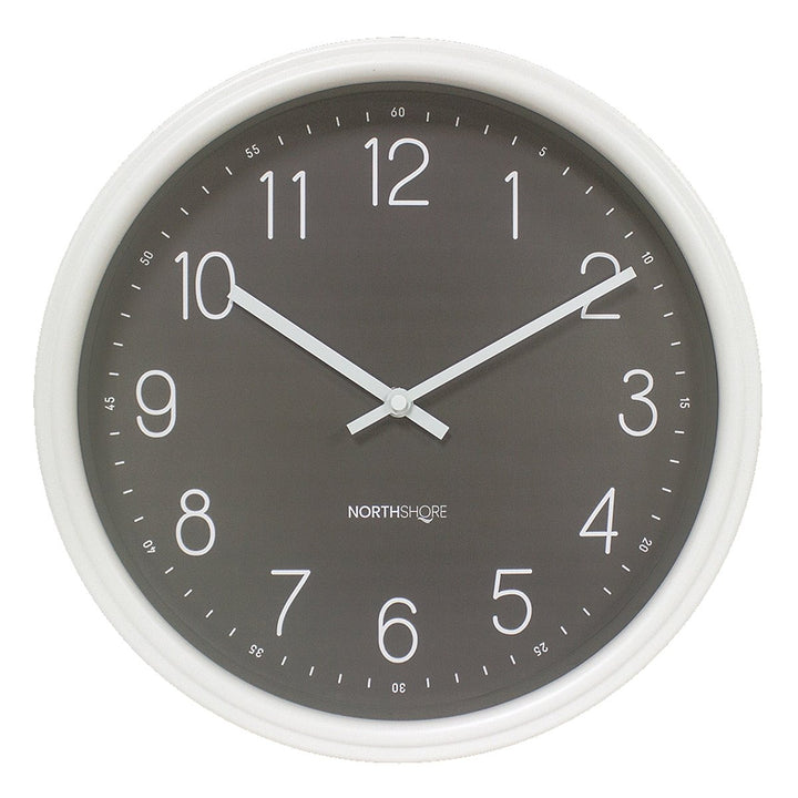 North Shore Mica Classic Wall Clock White Grey 35cm 64001 1