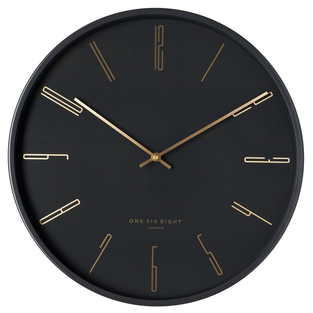 One Six Eight London Maya Metal Wall Clock Charcoal Grey 40cm 23043