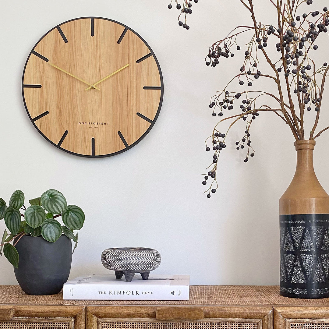 One Six Eight London Oscar Wood Veneer Markers Wall Clock 40cm 23022 Lifestyle 1