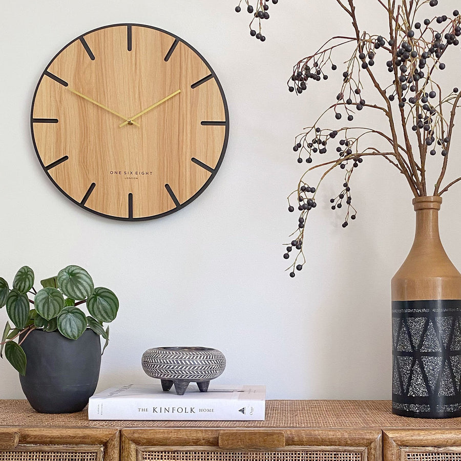 One Six Eight London Oscar Wood Veneer Markers Wall Clock 40cm 23022 Lifestyle 1