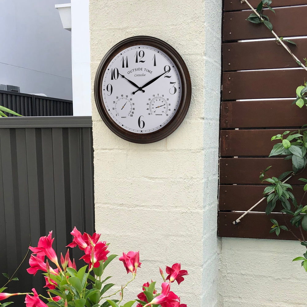 Outside Time Cottesloe Waterproof Outdoor Thermo Hygro Wall Clock Rust Brown 38cm OT CO01 2