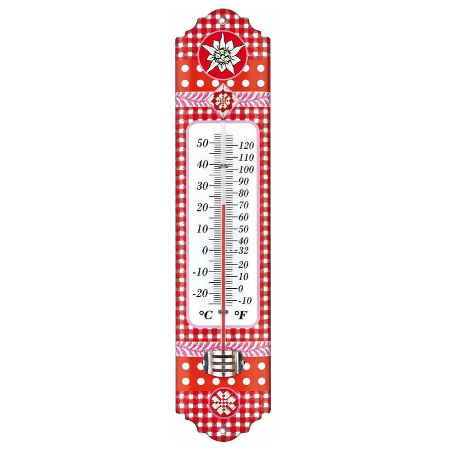 TFA Germany Alpine Indoor Outdoor Metal Thermometer Red Edelweiss 30cm 12.2052.05 1