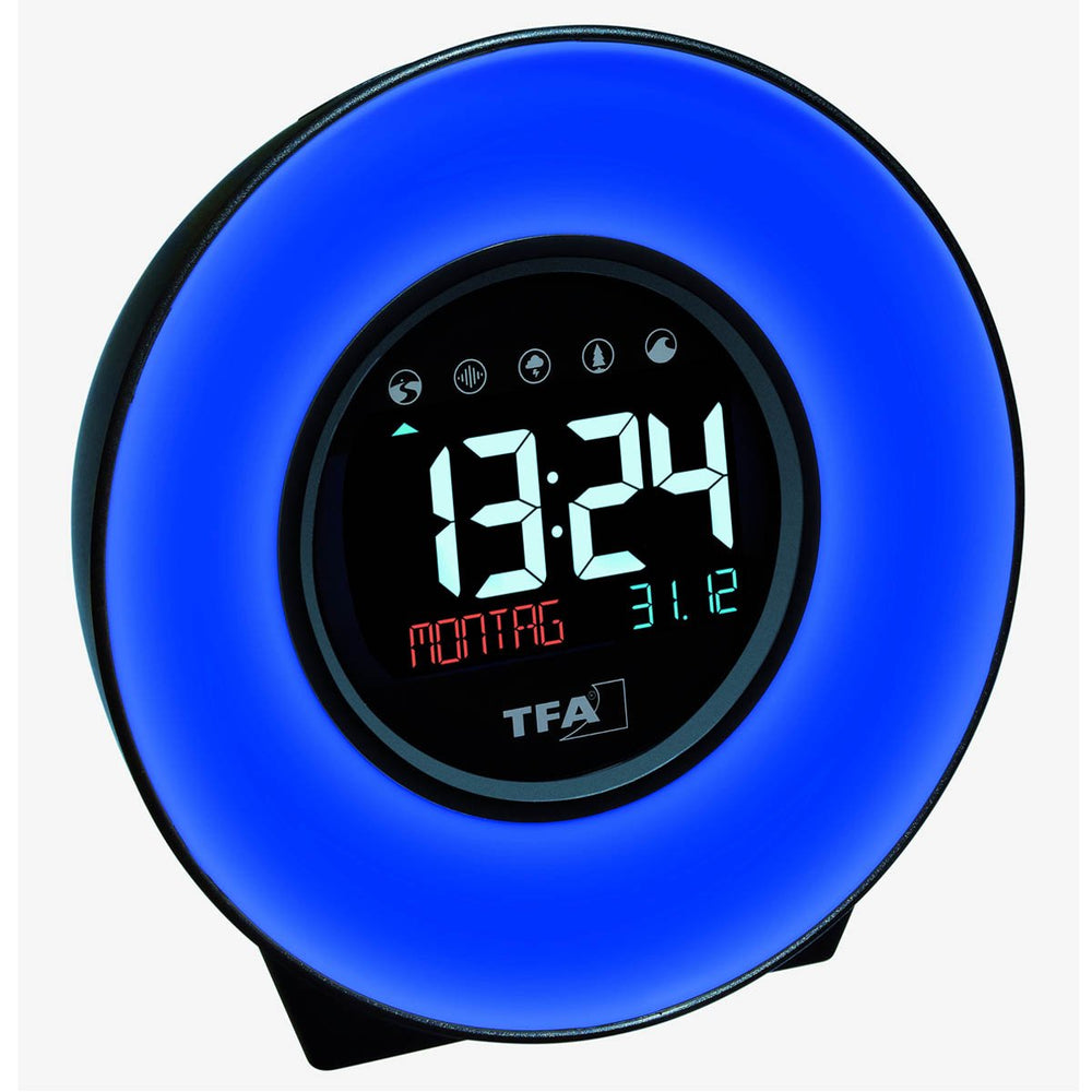 TFA Germany Dexter Mood Light Alarm Clock Changing Colours 14cm 60.2023.02 2
