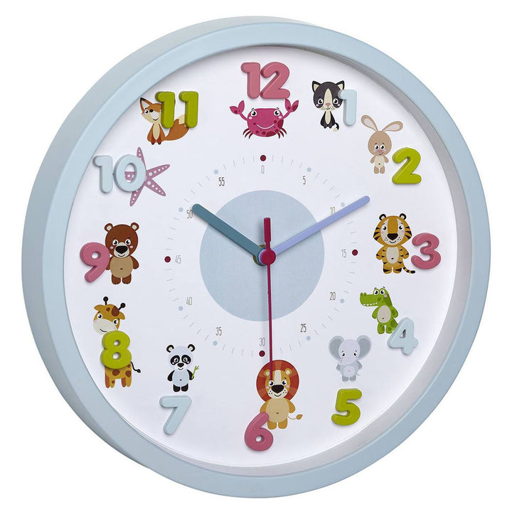 TFA Germany Laila Childrens Little Animals Wall Clock Blue 31cm 60.3051.14 1