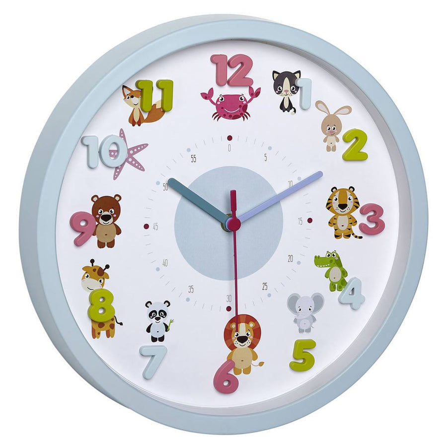 TFA Germany Laila Childrens Little Animals Wall Clock Blue 31cm 60.3051.14 1
