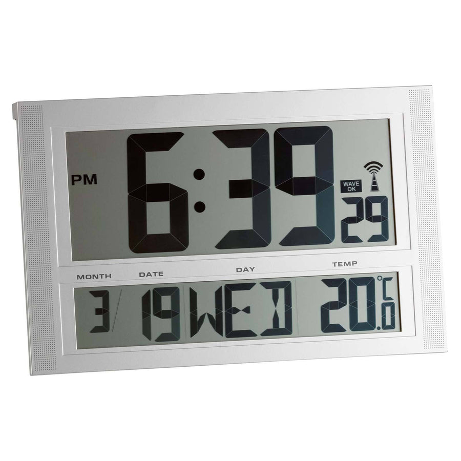 TFA Temperature Day Date Digital Alarm Wall or Table Clock 42cm 98.1090