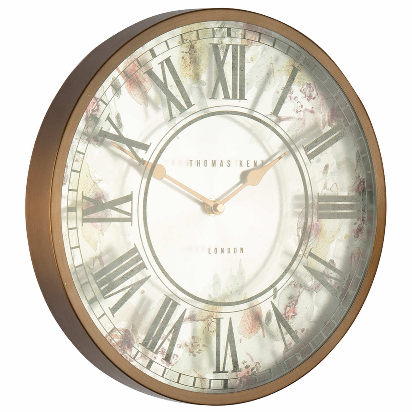 Thomas Kent Eden Printed Floral Glass Face Wall Clock Brass Oh Clocks