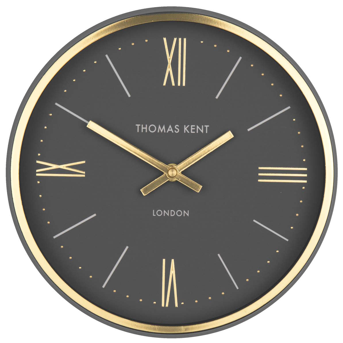 Buy Thomas Kent Hampton Metal Wall Clock Charcoal 25cm Online Oh Clocks