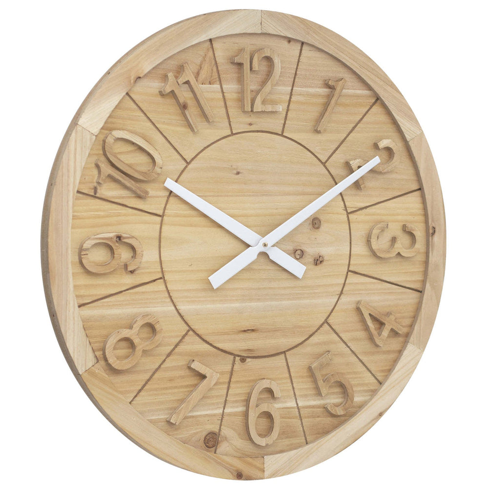 Toki Billie Embossed Wooden Numbers Wall Clock Brown 60cm 23133 2