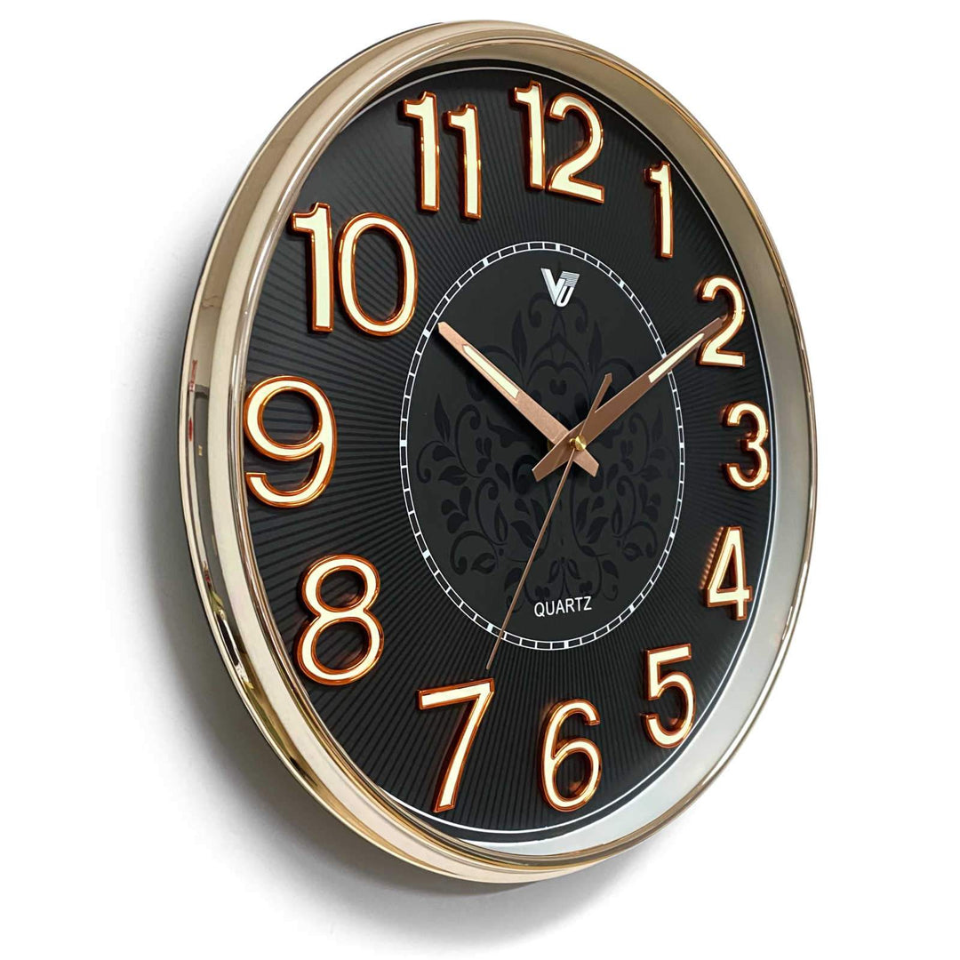 Victory Leopold Luminous and 3D Numbers Wall Clock Black 38cm CCJ-3013B 3