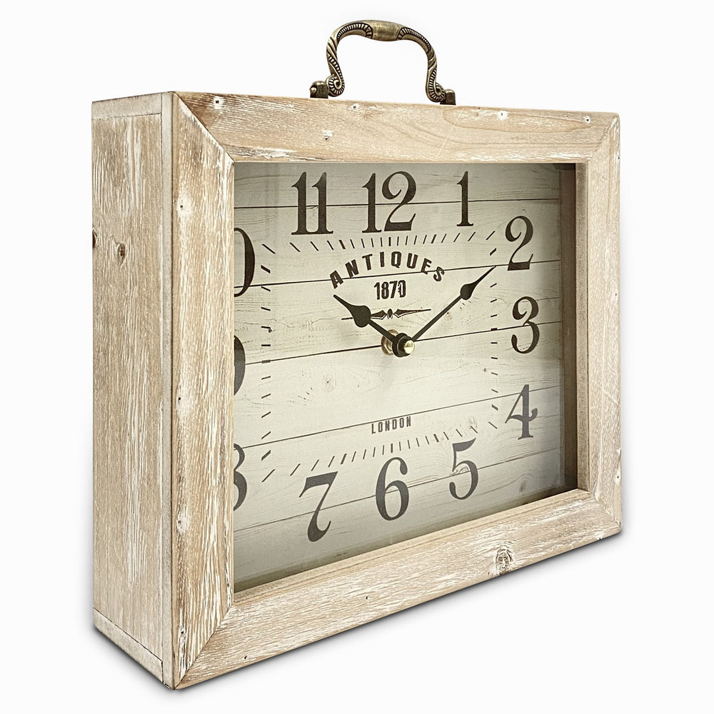 Victory London Antique Thick Rectangular Timber Frame Desk Clock 31cm THH-816 3