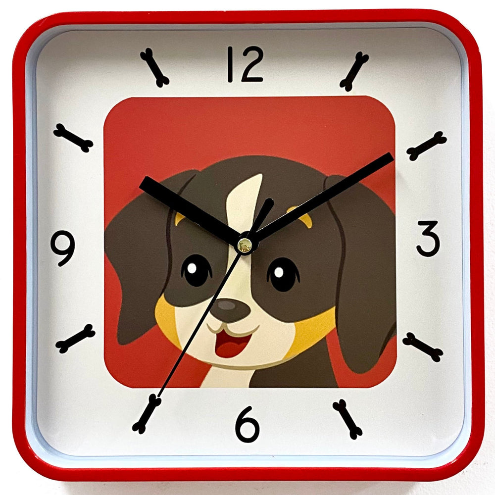 Victory Puppy Dog Tiny Square Wall Clock Red 19cm CJH-6003R 2