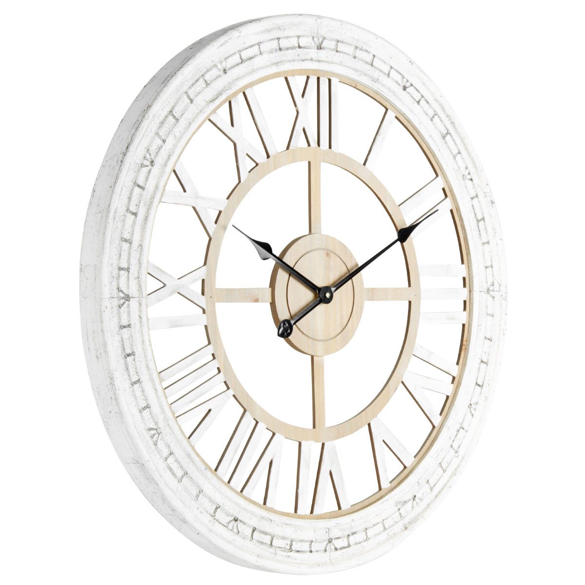 Hamptons Moulded Floating Wooden Wall Clock Distressed White Oh Clocks