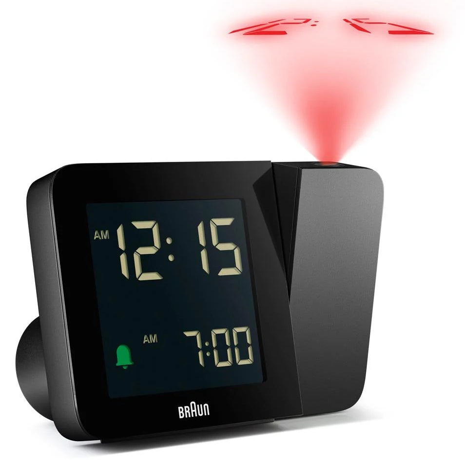 Braun Digital Projection Mains Powered Alarm Clock Black 13cm BC15B 2