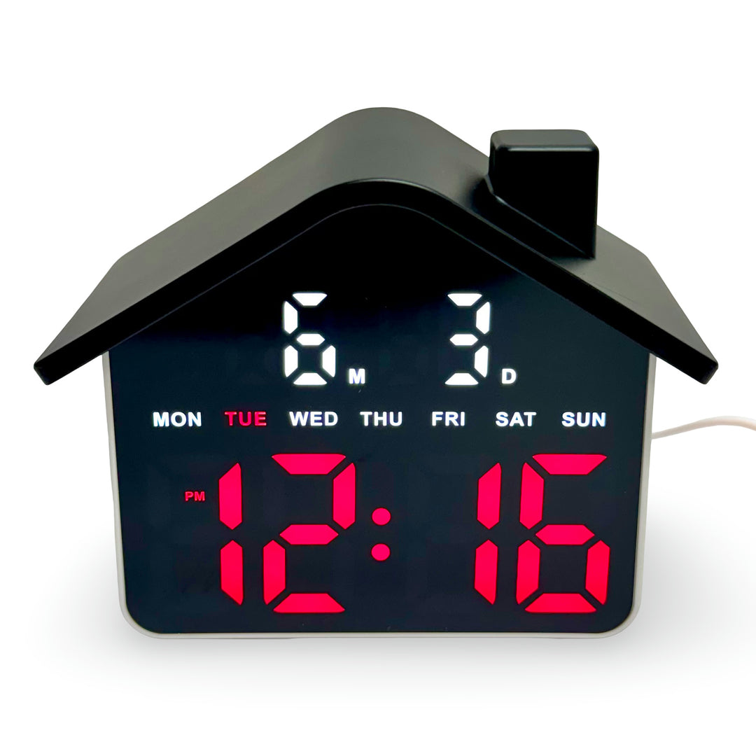 Checkmate Aviary USB Powered House Digital Day Date Desk Clock Red 14cm TGH-8063RD 1