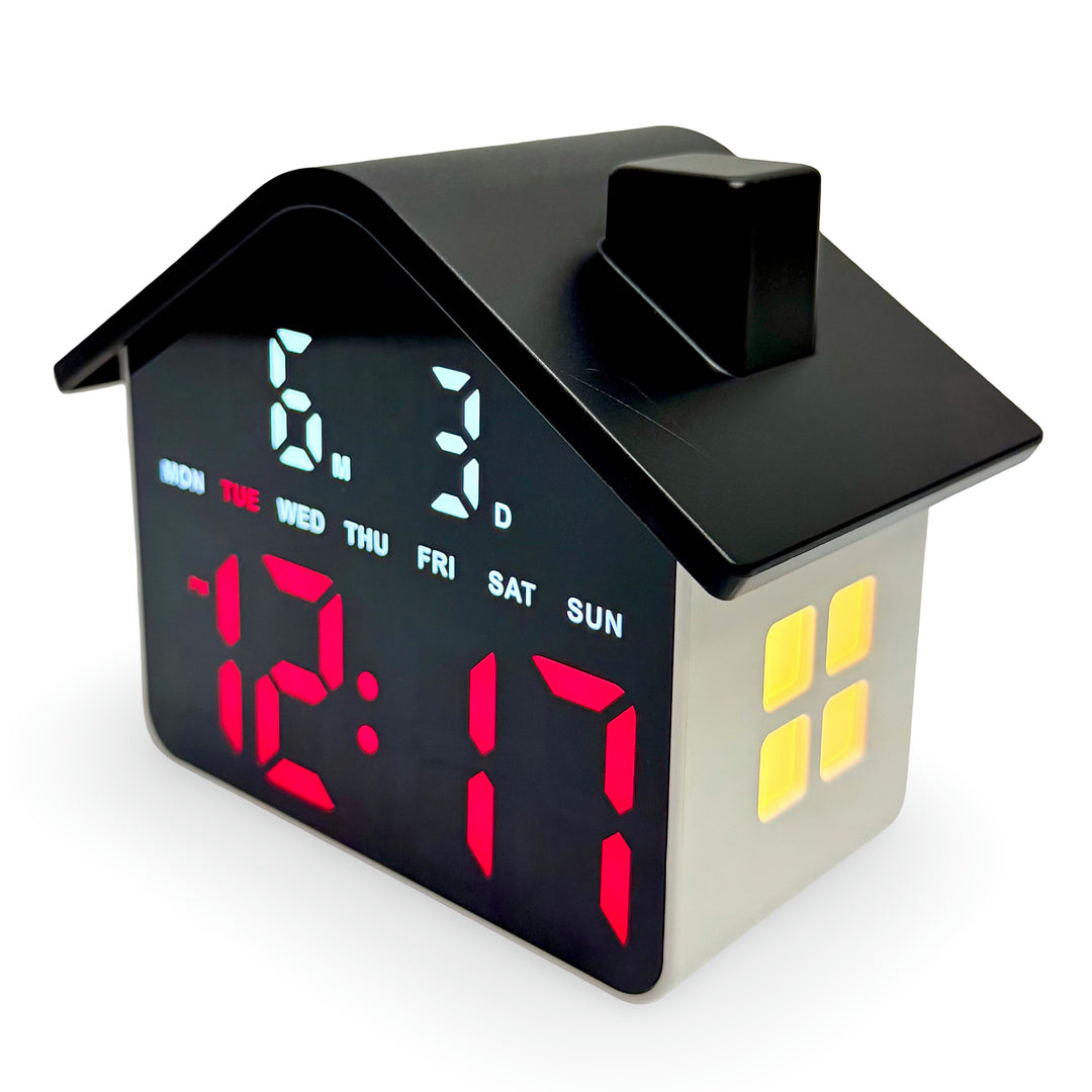 Checkmate Aviary USB Powered House Digital Day Date Desk Clock Red 14cm TGH-8063RD 2