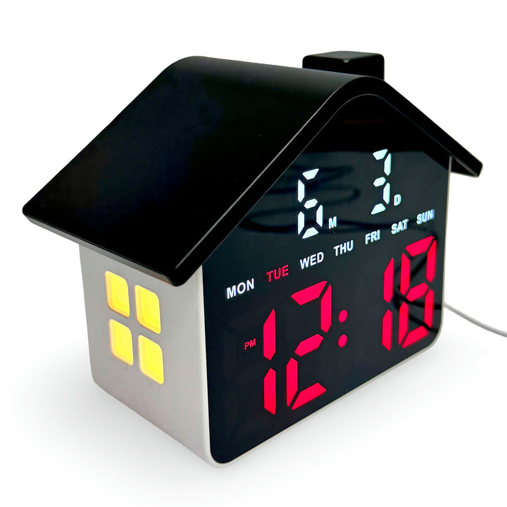 Checkmate Aviary USB Powered House Digital Day Date Desk Clock Red 14cm TGH-8063RD 3