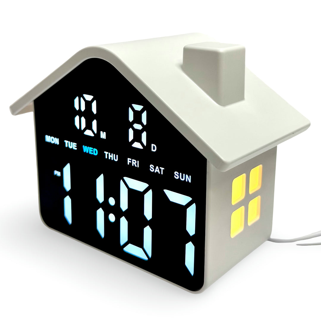 Checkmate Aviary USB Powered House Digital Day Date Desk Clock White 14cm TGH-8063WT 2