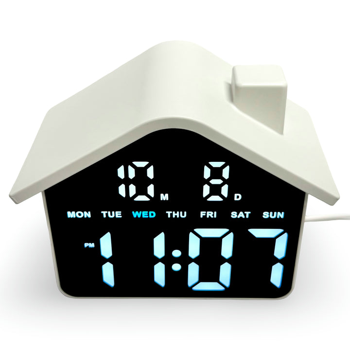 Checkmate Aviary USB Powered House Digital Day Date Desk Clock White 14cm TGH-8063WT 4