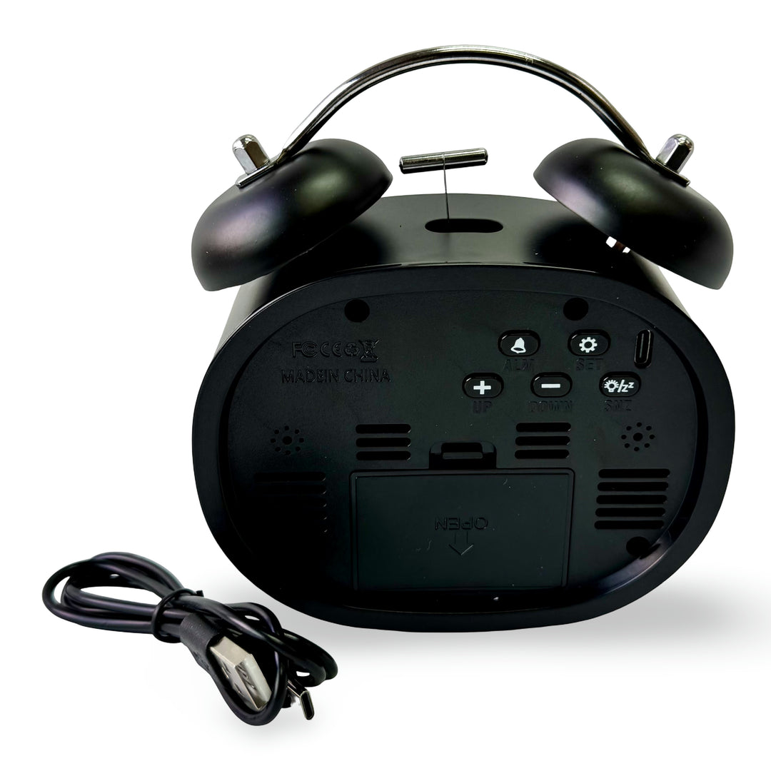 Checkmate Casper USB Powered Oval Twin Bell Digital Alarm Clock Black 15cm VGW-2739BK 5