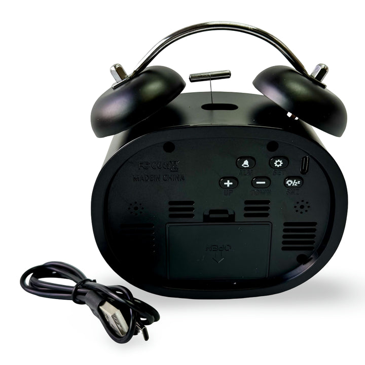Checkmate Casper USB Powered Oval Twin Bell Digital Alarm Clock Black 15cm VGW-2739BK 5