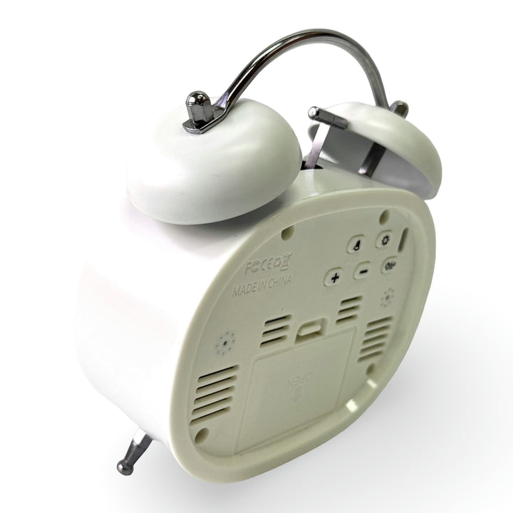 Checkmate Casper USB Powered Oval Twin Bell Digital Alarm Clock White 15cm VGW-2739WT 4
