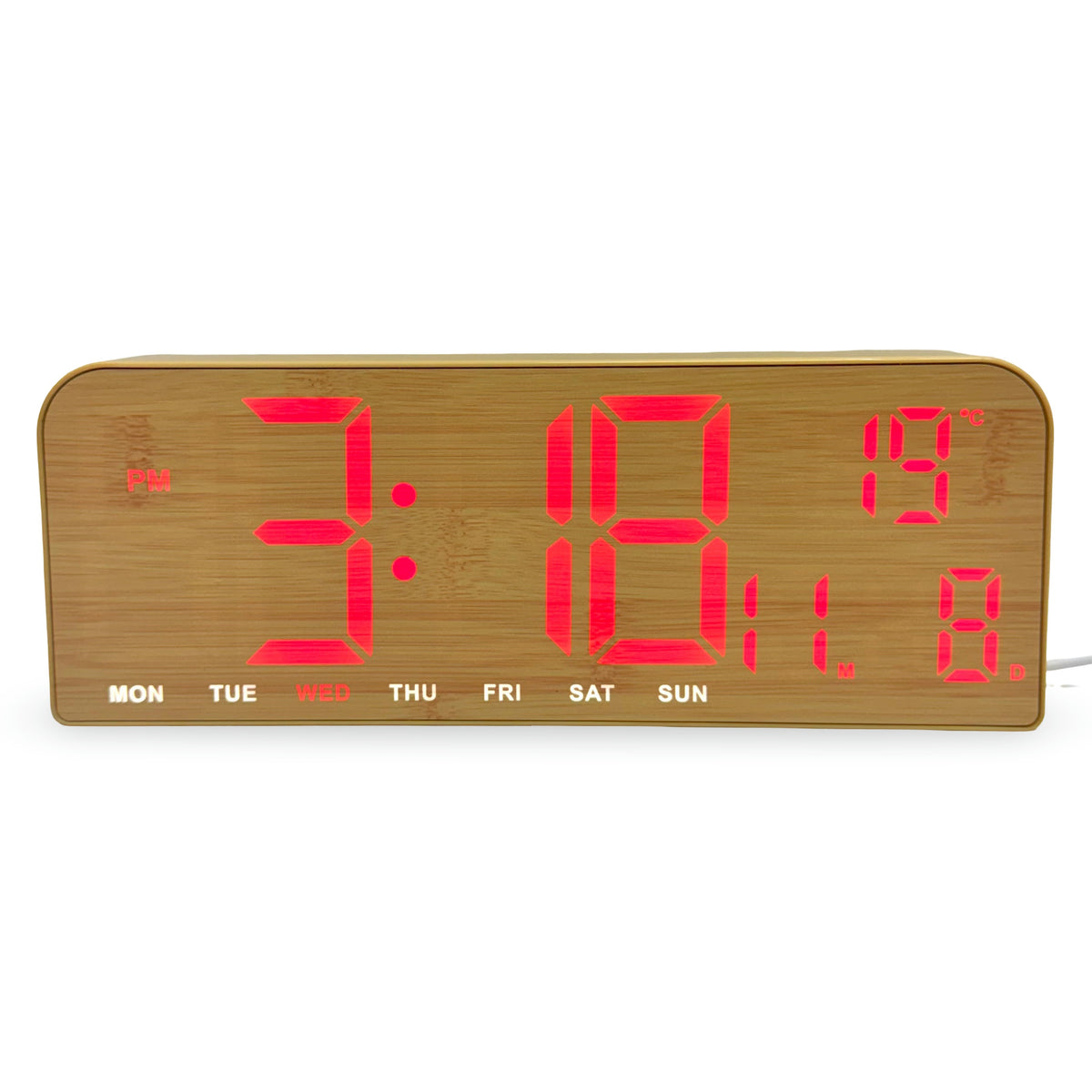 Checkmate Cedric USB Powered Digital Day Date Wall Desk Clock Red 24cm TGH-7070RD 1